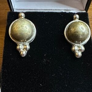 Elegant sterling Silver and brass-Toned Earrings